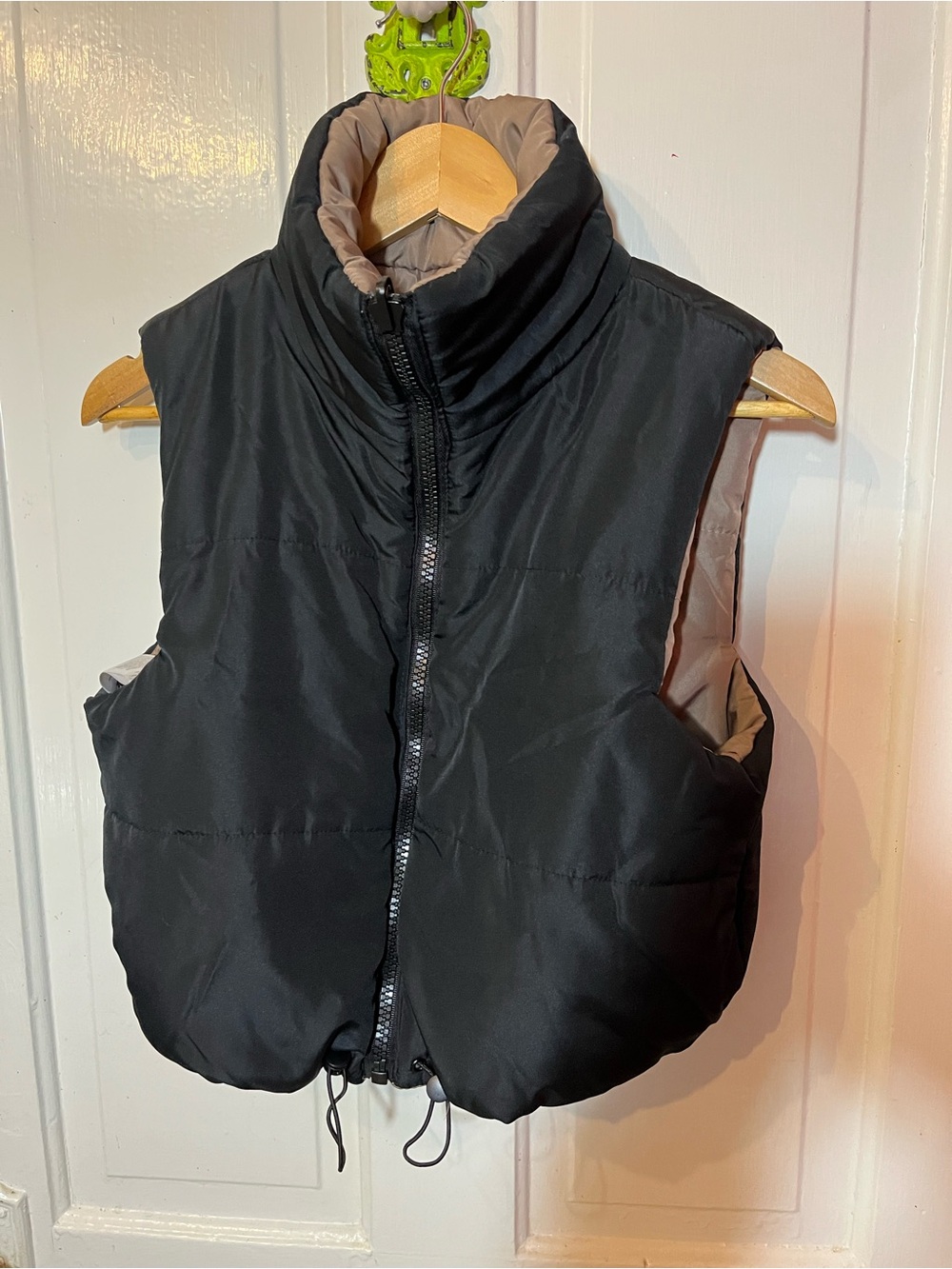 Reversible Black & Taupe Puffer Vest - Women's Lightweight Layer